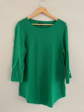 Talbots Bright Emerald Knit Three-Quarter Sleeve Blouse